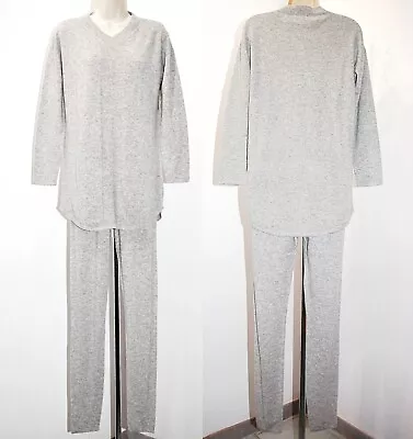 Arlotta 100%Cashmere Casual Lounge Fitted Pants & Top Set/Pajama in Gray XS $540 - Image 1 of 4
