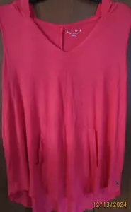 Livi Tunic Sleeveless w Hood Sz 22 24 Lane Bryant Rayon Spandex Bust 56 Length34 - Picture 1 of 4