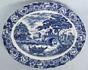 Vintage Japanese Blue & White 14" x 11" Platter A.A. Importing Co. St. Louis - Picture 1 of 4