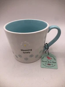 Harvest Green Studio White Blue Daisies BLOOMING LOVELY Coffee Tea MUG New NWT - Picture 1 of 7