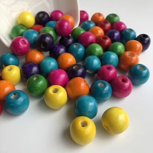 25 cuentas de madera al por mayor 18 mm mezcladas multicolor macramé cuentas de madera agujero de 5 mm - Imagen 1 de 6