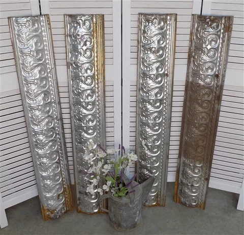 4 Ceiling Tin Panels, Vintage Reclaimed Molding Architectural Salvage A52 Cover