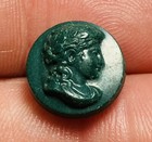 Antique Vintage Small Composition Picture Button Grecian Head Cameo 7/16”