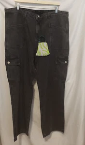 Kendall Kylie Cargo Pants Women 2X Black Acid Wash Straight Leg Ankle Length - Picture 1 of 9