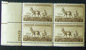 US 3¢ stamp SC #1078 Wildlife Conservation MNH plate block 1956. - Picture 1 of 3