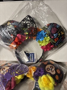 Tag der Toten / Dia de Los Muertos lila/schwarz Blumen Halloween Ohren / NEU - Bild 1 von 9