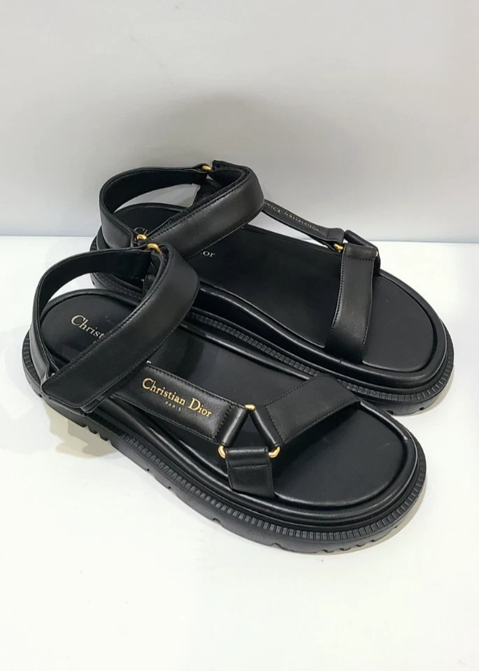 Sandalias Dior D-Wave DiorAct piel de cordero cuero negro talla EU 38 US 7.5 Foto 1 de 4