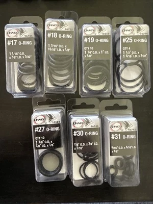 Paquete de 7 juntas tóricas Danco surtidas #17, 18, 19, 25, 27, 30, 31. Foto 1 de 4