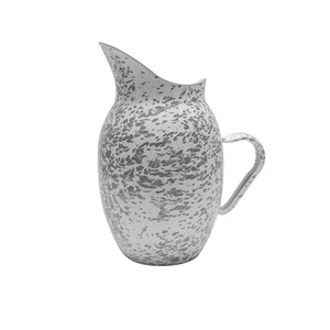 Grey Marble Enamelware Metal Pitcher Flower Pot Vase Farmhouse Tableware Decor - Picture 1 of 5