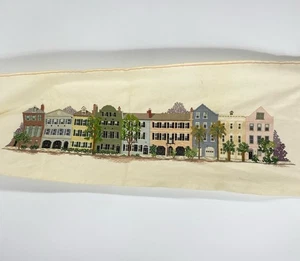 Rainbow Row Charleston SC Barbara Cheryl Cross Stitch FINISHED Complete 40 x 14 - Picture 1 of 6