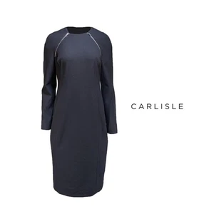 NEW Carlisle Marie Dark Blue Long Sleeve Zipper Dress Size 6 - Picture 1 of 12