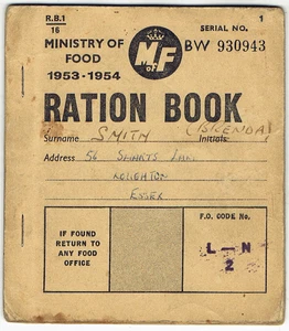 VINTAGE RATION BOOK: BRENDA SMITH, 56 SHARTS LANE, LOUGHTON, ESSEX: VERY GOOD - Picture 1 of 4