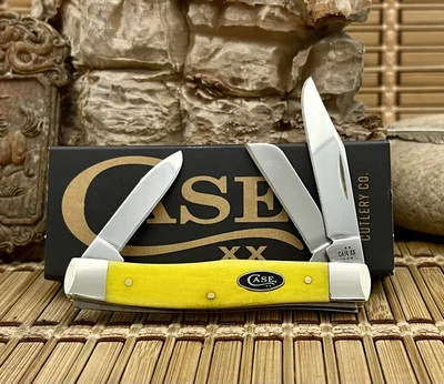 Faca Stockman Case XX USA 2025 osso amarelo liso 20029 preta oval média - Imagem 1 de 4