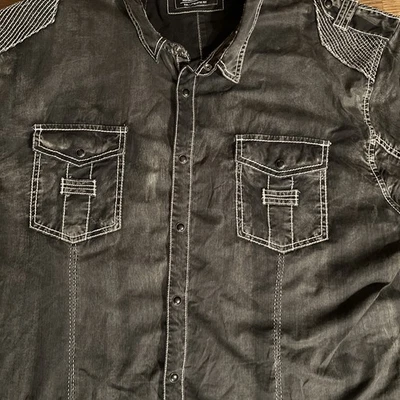 BKE Buckle BLACK Shirt    Men’s XXL Black Pearl Snap Western Rodeo Rockability - Image 1 of 4