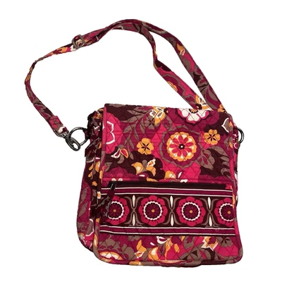 VERA BRADLEY Carnaby большой MESSENGER сумка через плечо цветочный узор фуксия розовый - Изображение 1 из 4