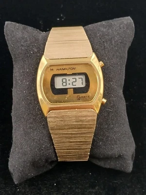 Reloj Pulsera Hamilton Vintage Cuarzo LCD 14K Bisel Galvanizado 880002-4 Foto 1 de 4