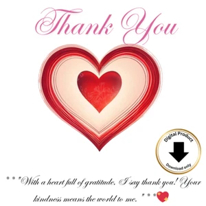 Heart Digital  Thank You Card 4 printable - Picture 1 of 2