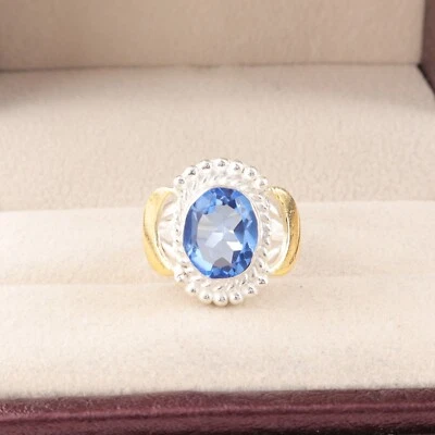 Tanzanite Gemstone 925 Sterling Silver Ring Handmade Jewelry Ring For Gift - Image 1 of 3