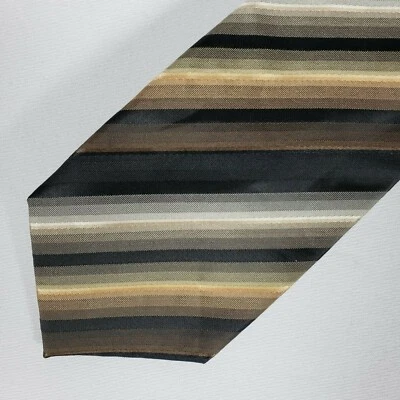 CROFT & BARROW Men's Neck Tie, Hand Made, Brown Striped Necktie with Gift Box Foto 1 de 4