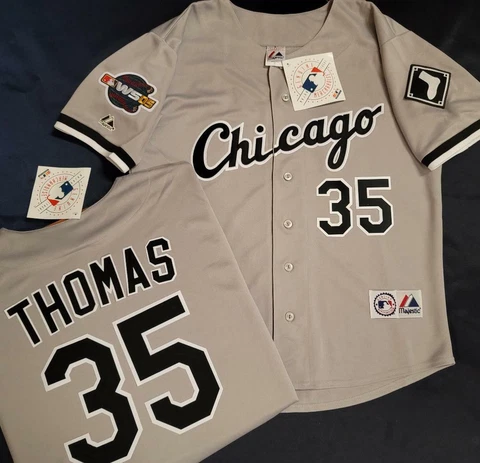 1728 Chicago White Sox FRANK THOMAS 2005 World Series Baseball Jersey GRAY New Cover
