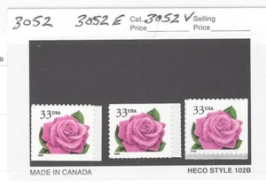 SCOTT # 3052 3052E & 3052V Pink Coral Rose / MNH Set of 3 - Picture 1 of 1