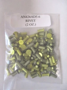 AN426AD5-6 Solid Rivet 5/32 x 3/8 Aluminum - 1/8 lb / 2 oz. Pkg - Approx 150 Pcs - Picture 1 of 4