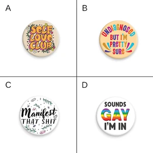25mm Gen Z Alpha Collectable Novelty Badges Self Love Manifest Undiagnosed Funny - Picture 1 of 5