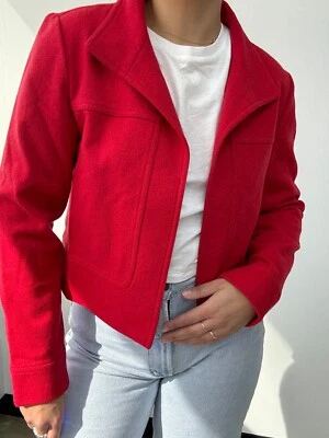 Chaqueta Blazer Vintage 2000 Company Ellen Tracy Rojo Mezcla Lana Crop Bolero Company Foto 1 de 4