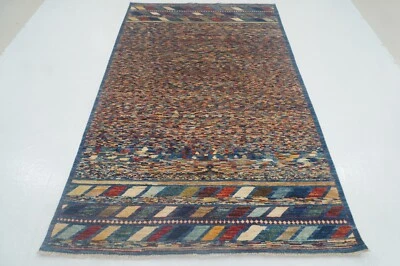 5 x 8 ft Blue Gabbeh Afghan Hand Knotted Wool Modern Area Rug - Image 1 of 4