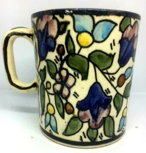 Ceramic Cup Hebron Crafts Handmade Painting Tea Coffee Decor multi-color Pattern - Picture 1 of 7