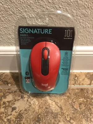 Logitech Signature M650 L Full-size Wireless Scroll Mouse Silent Click New Red - Image 1 of 2