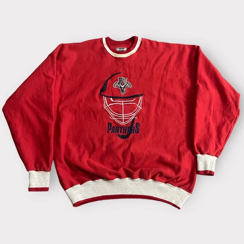 Vintage Florida Panthers Crewneck Sweatshirt XXL Hockey Helmet Red 90s Cover