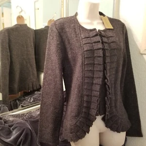 Marisa Christina Brand 100% Wool Charcoal Gray Statement Blazer SZ L NWT - Picture 1 of 13