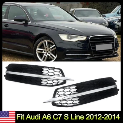 For Audi A6 C7 S Line S6 2012-2014 Honeycomb Front Fog Light Grille Cover Bezel Foto 1 de 4