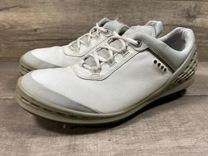 Ecco Hydromax Cage Pro White Grey Leather Golf Shoes Mens Size EU 45 US 11, 11.5 - Picture 1 of 15