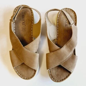 Pantofole da donna in pelle con punta aperta, calzature da donna  - Foto 1 di 7