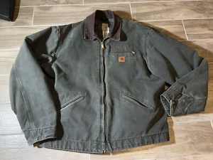 Giacca Detroit vintage anni 90 Carhartt J97 MOS verde muschio coperta foderata uomo XL T - Foto 1 di 11