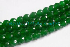 6mm Natural Green  Jade Faceted Round Loose Beads Gemstone 15" AAA