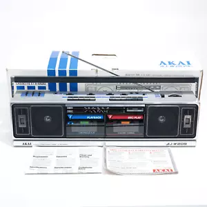 AKAI AJ-W209s Retro Stereo FM/AM Radio Dual Tape Cassette Boombox - Works Tested - Picture 1 of 15