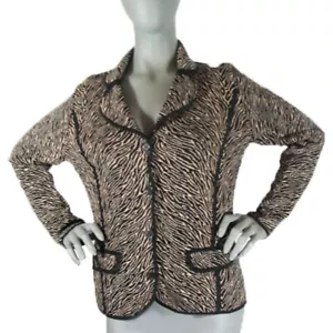 Grace Dane Lewis M/L, Tiger Print Rayon Nylon Knit Cardigan Sweater Jacket Top - Picture 1 of 12