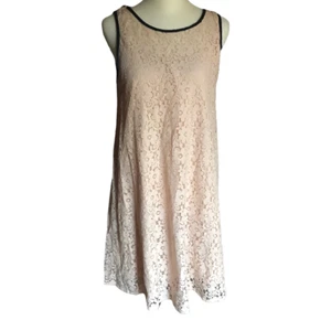 Harlowe Graham Dress Womens Small Peachy Cream Floral Lace Overlay Keyhole - Picture 1 of 10