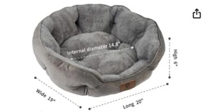 Pets Grey Faux Sherpa Velvet Oxford Bed for Puppy and Kitty Brand New - Picture 1 of 10