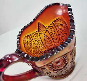 VTG Indiana Carnival Glass Creamer Red & Orange Iridescent Red Sunset - EUC - Picture 1 of 11