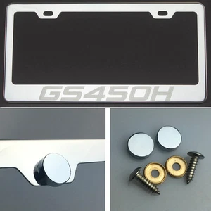 GS450h Laser Engrave Polish Stainless Steel License Plate Frame Chrome Screw Cap - Foto 1 di 12