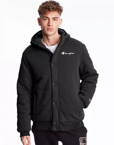 Chaqueta acolchada aislante de peso pesado Champion Reverse Weave negra para hombre mediana - Imagen 1 de 8