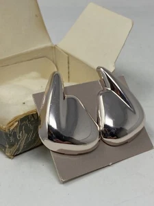 Celia Sebiri For Avon Sculptural Angel Wing Silver Plated Stud Earrings w/ Box - Picture 1 of 10