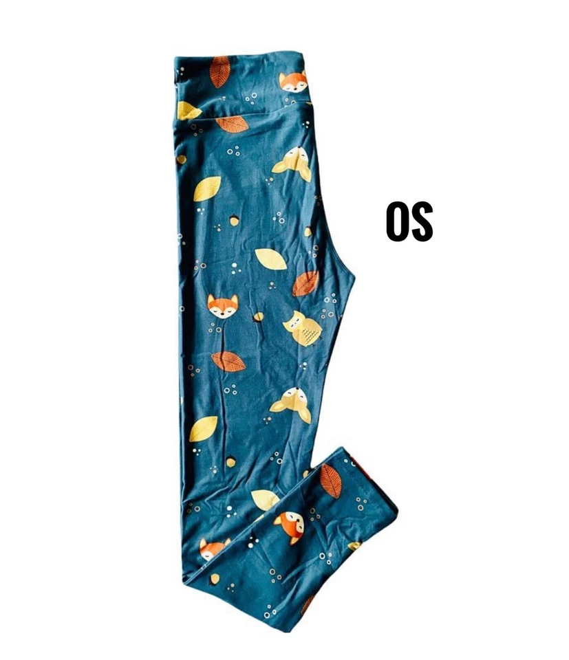 OS LuLaRoe 紧身裤 狐狸 猫头鹰 Woodland 生物 蓝绿色 适合 2/10 — 第 1/1 张图片