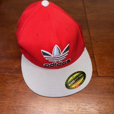 Gorra ajustada vintage Adidas Flexfit 210 talla 6-7/8-7-1/4 roja gris Foto 1 de 4