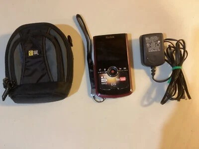 Kodak Zi8 HD Red Pocket Digital Video Camera Bundle w/ Case, Charger - Image 1 of 4