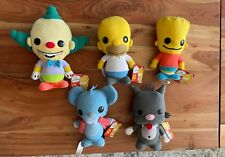 Set of 5 - The Simpsons Funko Plushies - Bart, Homer, Krusty, Scratchy, Itchy. 